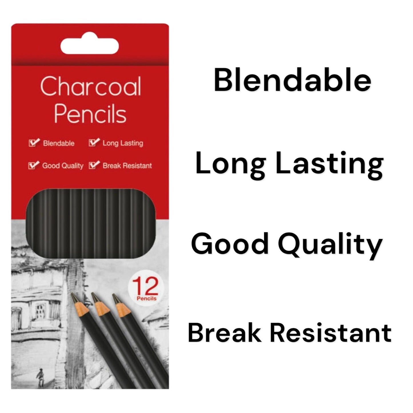 12 | Charcoal Sketching Pencils Drawing Tones Shades Art Artist Picture Pencil