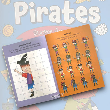 Pirates Boys Kids Children' Sticker Colouring Activity Book A4 Over 50 Stickers