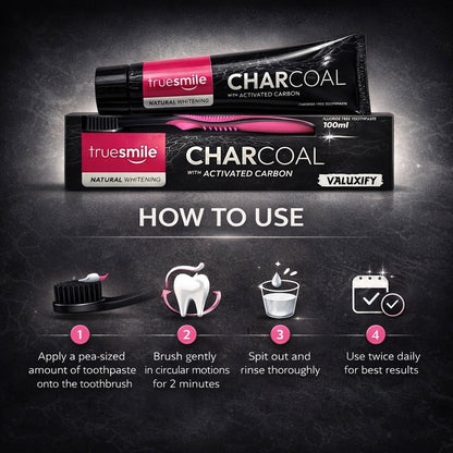 Truesmile Charcoal Toothpaste Fluoride Free  Activated Carbon Free Toothbrush