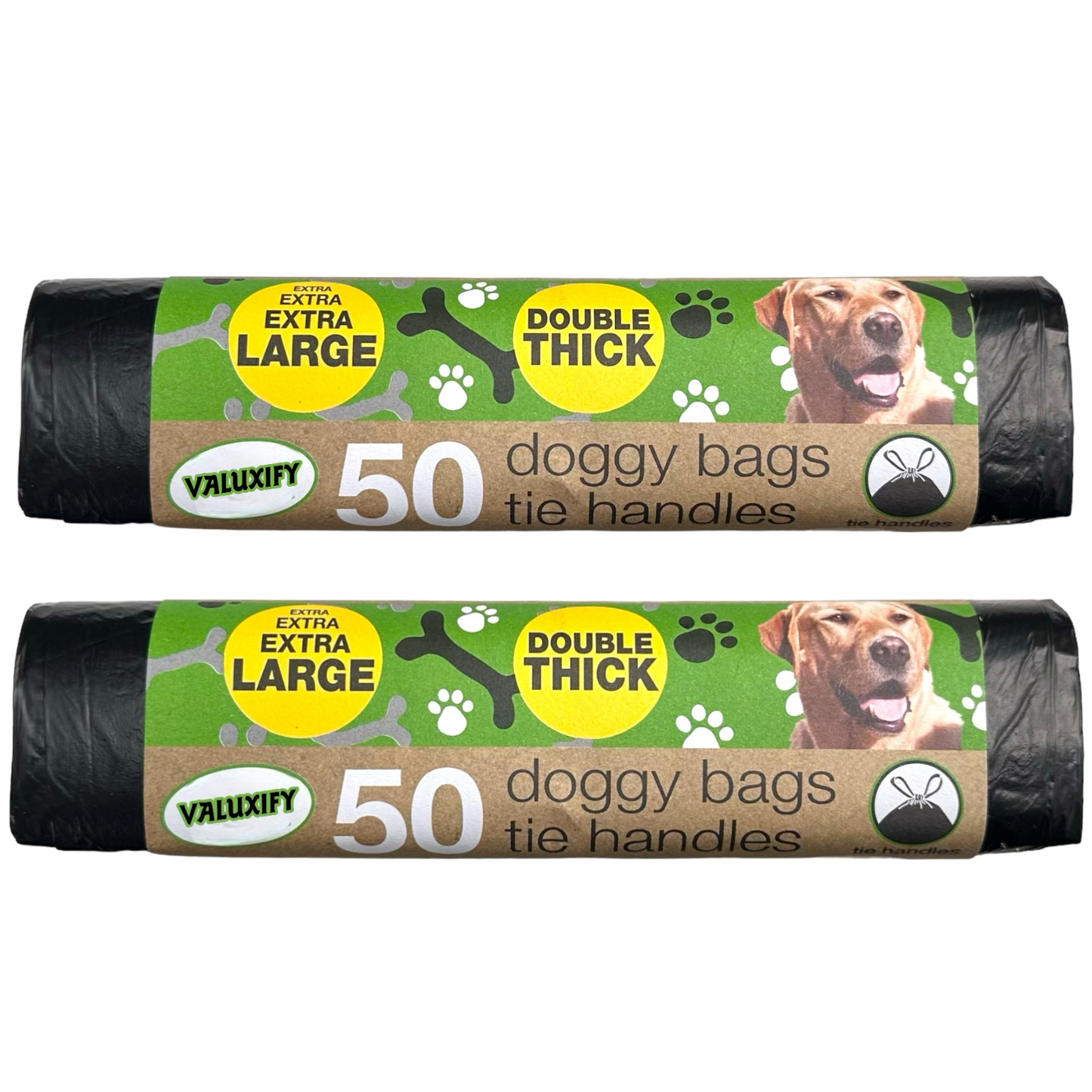 800x Doggy Poop Bags Double Thick  Extra Large Tie Handle Extra Strong Poo bags