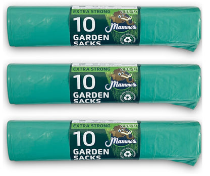 30 GARDEN WASTE SACKS BAGS STRONG LARGE HEAVY DUTY GREEN  RUBBISH BIN BAGS 80L