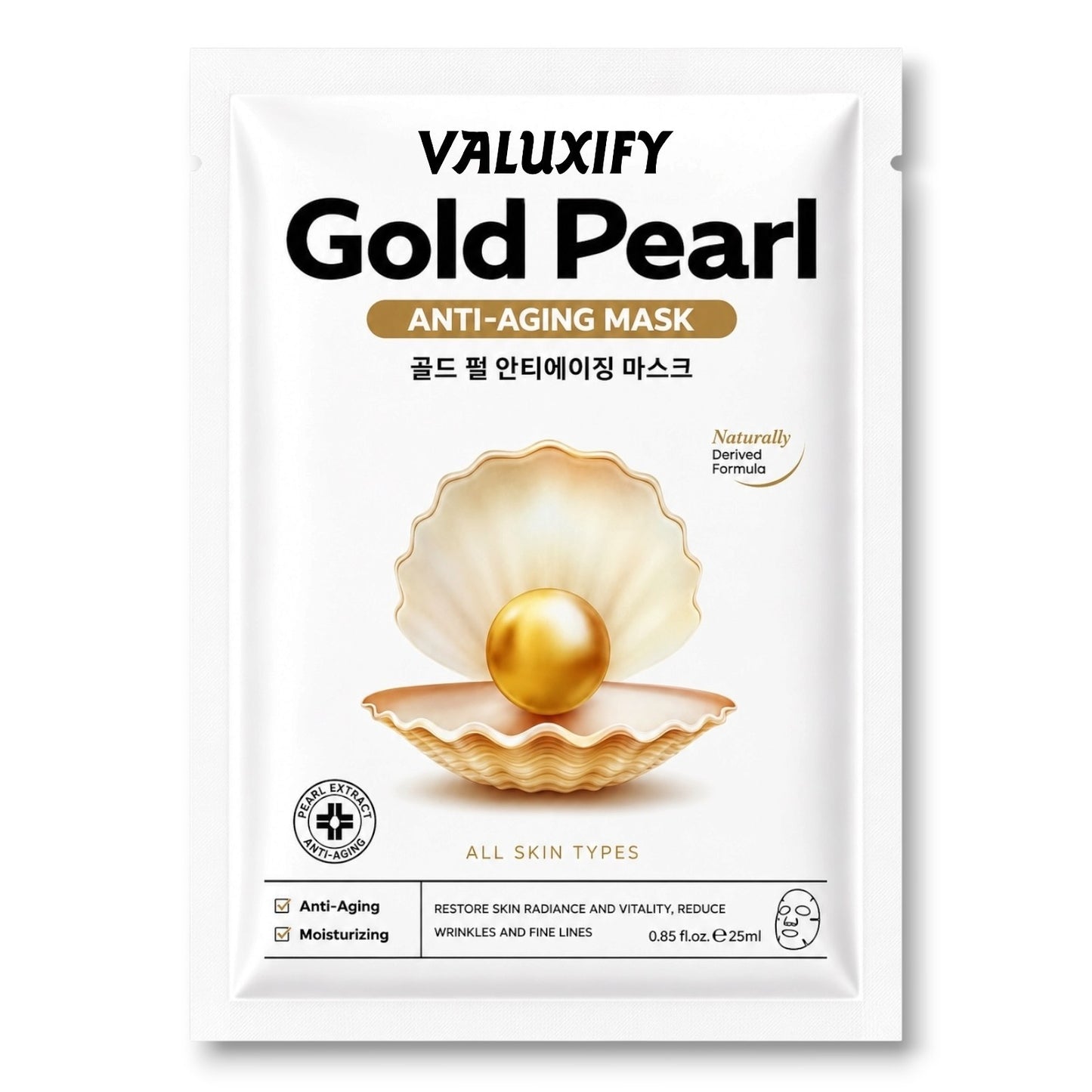 Face Sheet Masks Pack Of 6 Korean Skin Care Niacinamide Collagen Pearl Face Mask