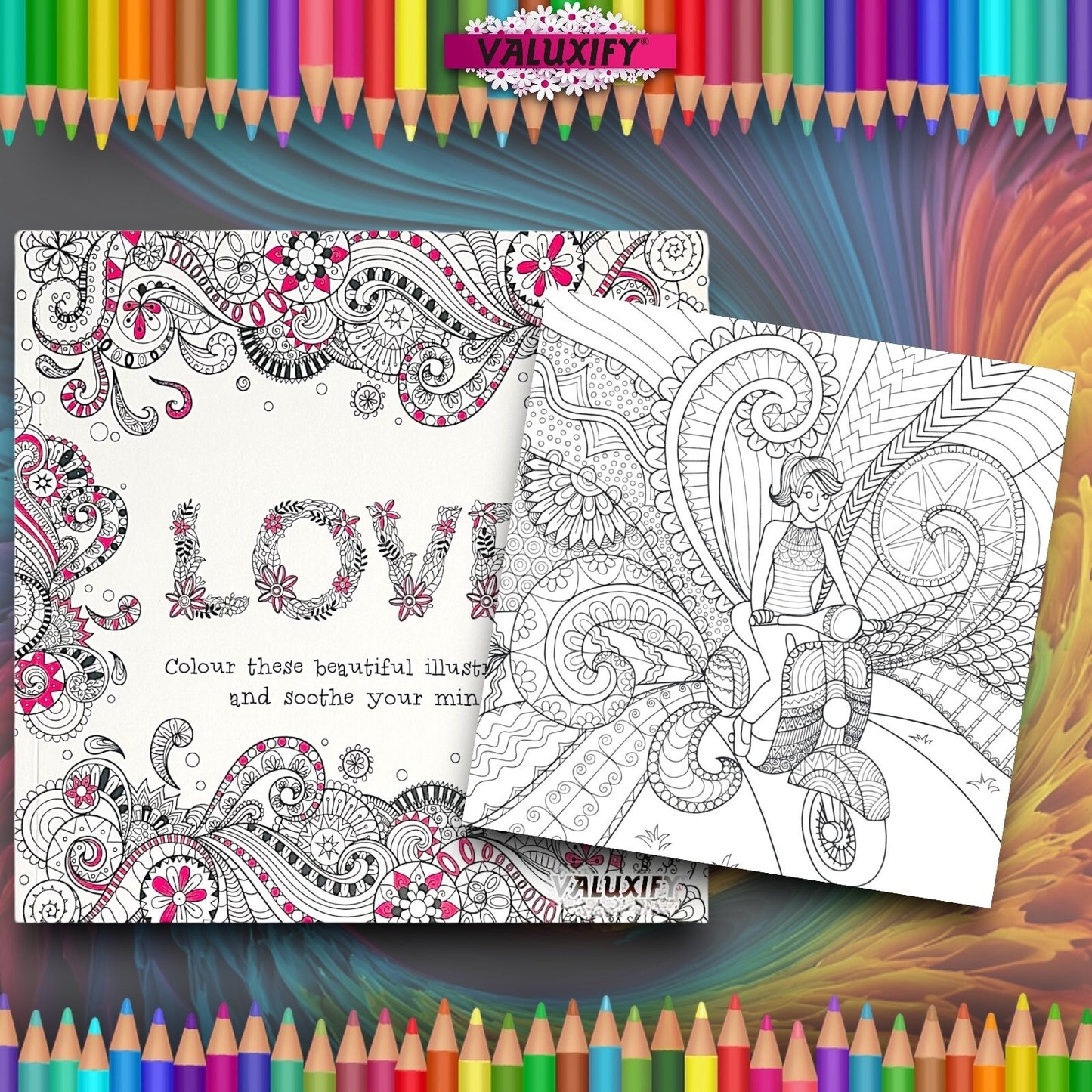Advance Adult Colouring Books Mindfulness Relax Your Mind Colour Therapy 2 Books