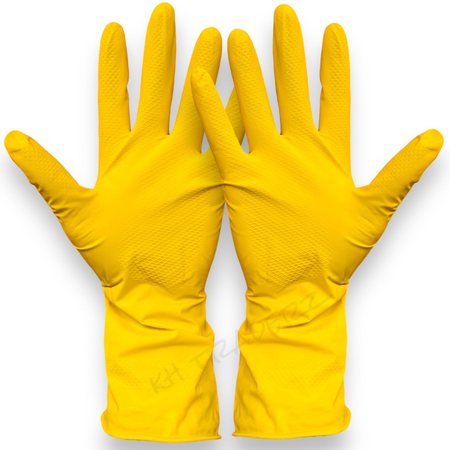 Rubber Gloves Medium Household Long Sleeve Washing Up Kitchen Cleaning 2 Pairs