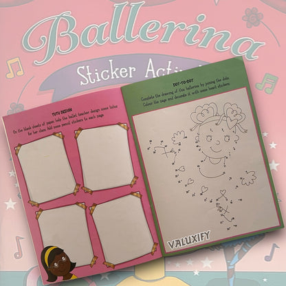 KIDS CHILDREN BALLERINA  STICKER ACTIVITY BOOK GIRLS  COLOURING FUN GAMES A4
