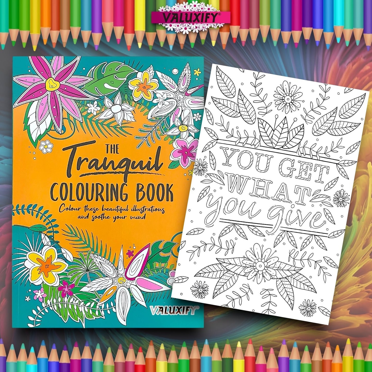 THE TRANQUIL ADULT COLOURING BOOK ANTI STRESS COLOUR THERAPY MIND RELAX A4