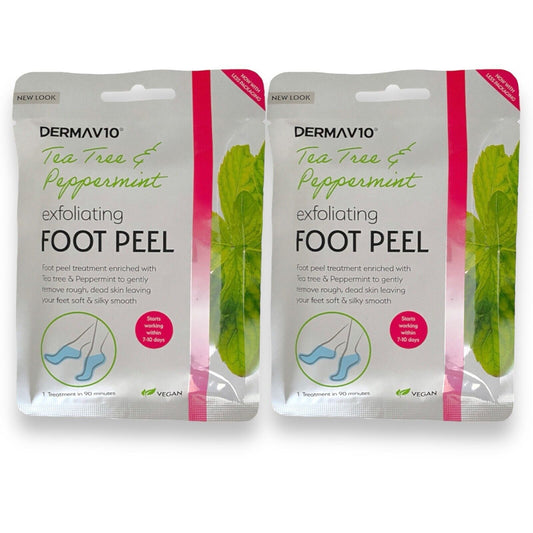 2 x Derma V10 Exfoliating Foot Peel Sock Mask Baby Soft Feet Removes Dead Skin