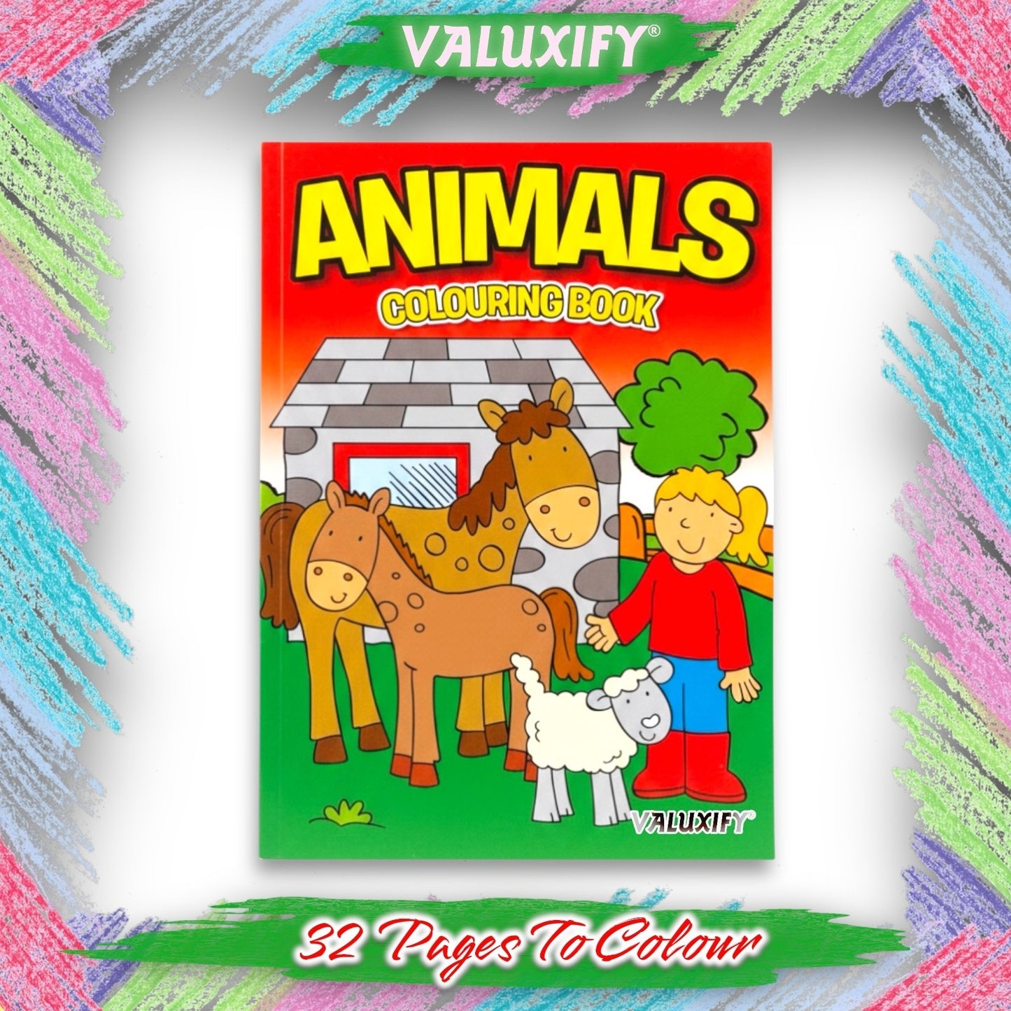 Kids Colouring Book Animals A4 | 32 Pages | White Paper | Fun Creative Colouring