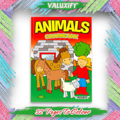 Kids Colouring Book Animals A4 | 32 Pages | White Paper | Fun Creative Colouring