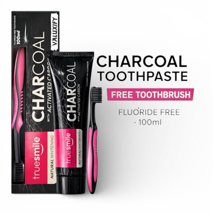 Truesmile Charcoal Toothpaste Fluoride Free  Activated Carbon Free Toothbrush