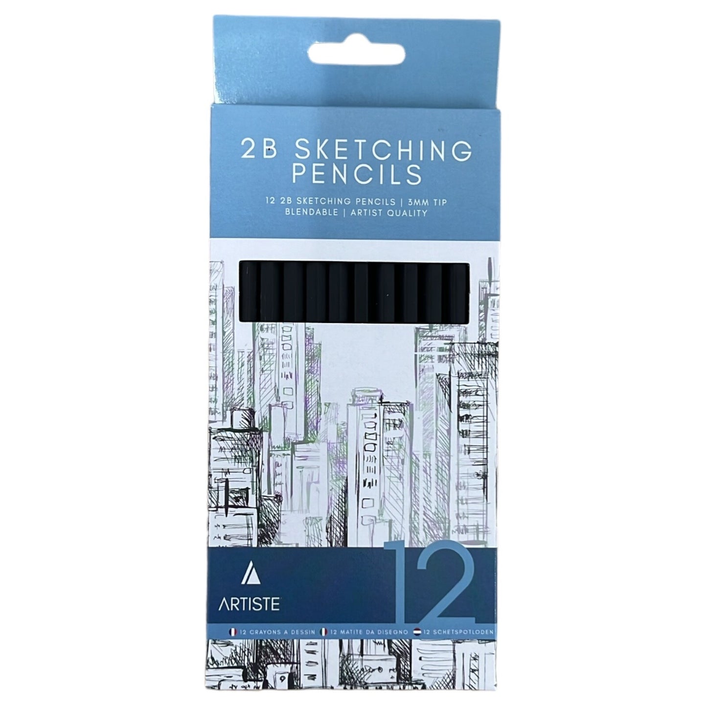 12 | Sketching Pecils 2B Graded Pencils Draw Sketch Tone Blendable 3MM Tip Art