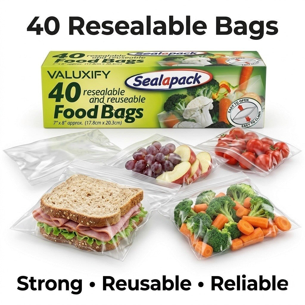 Resealable Food Bags Clear Reusable Storage Bags Freezer Sandwich Bags Strong