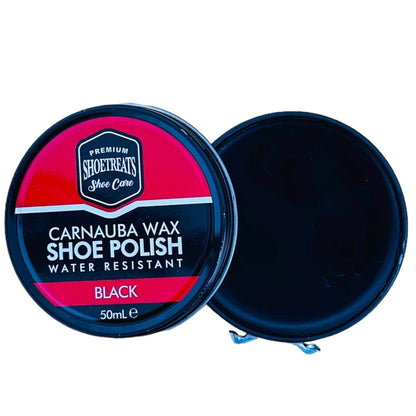 2x Black Shoe boot  Polish Traditional Shoe Polish with Carnauba Wax Polish 50ml