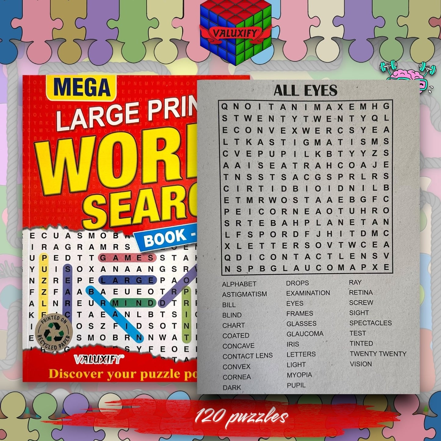 2 Mega Large Print Word Search Book With Solution