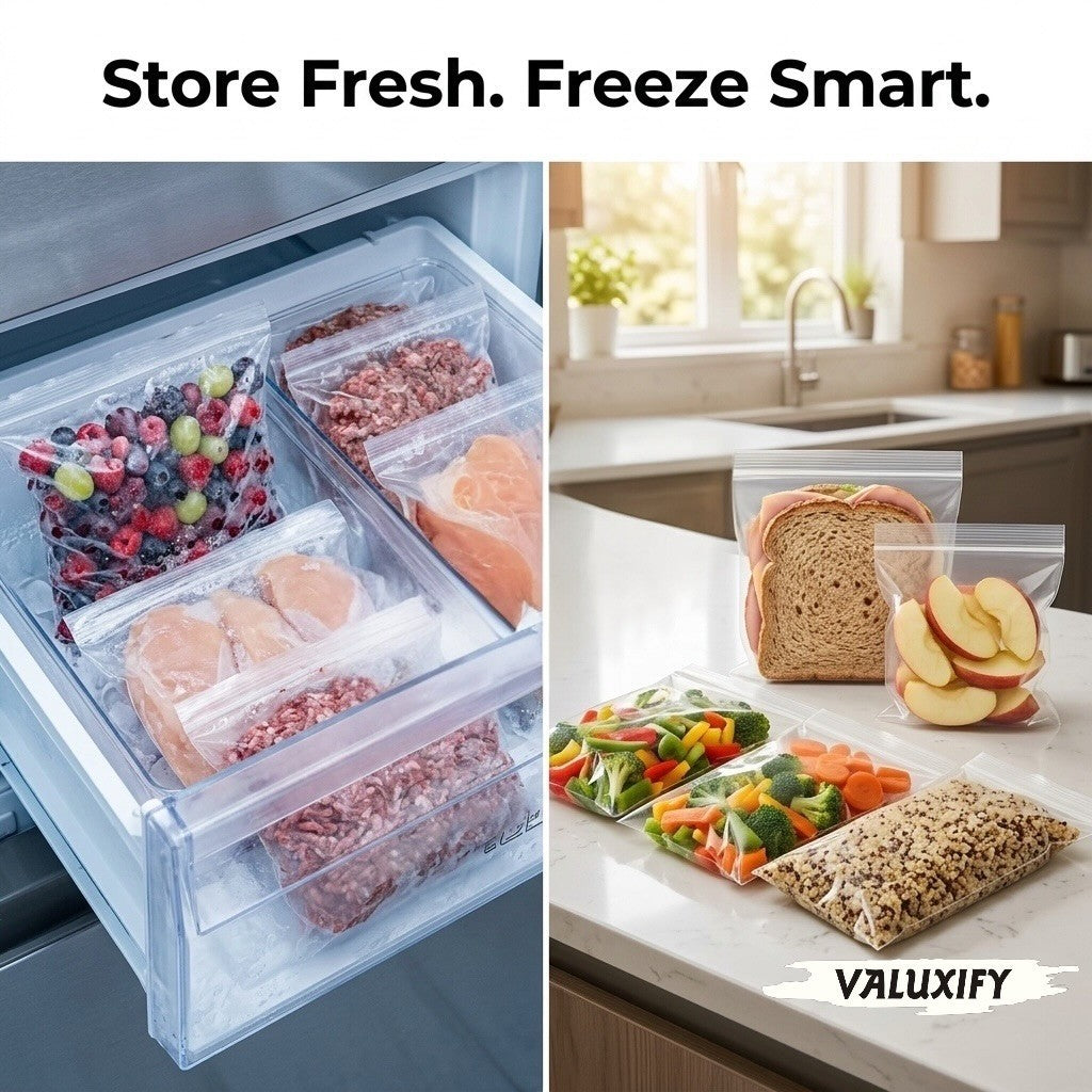 Resealable Food Bags Clear Reusable Storage Bags Freezer Sandwich Bags Strong