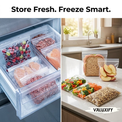 Resealable Food Bags Clear Reusable Storage Bags Freezer Sandwich Bags Strong