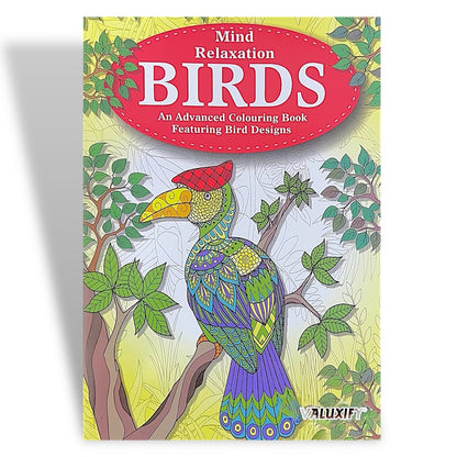 Adult COLOURING BOOK  Birds  MIND RELAXING Advance Adult Colour Therapy A4