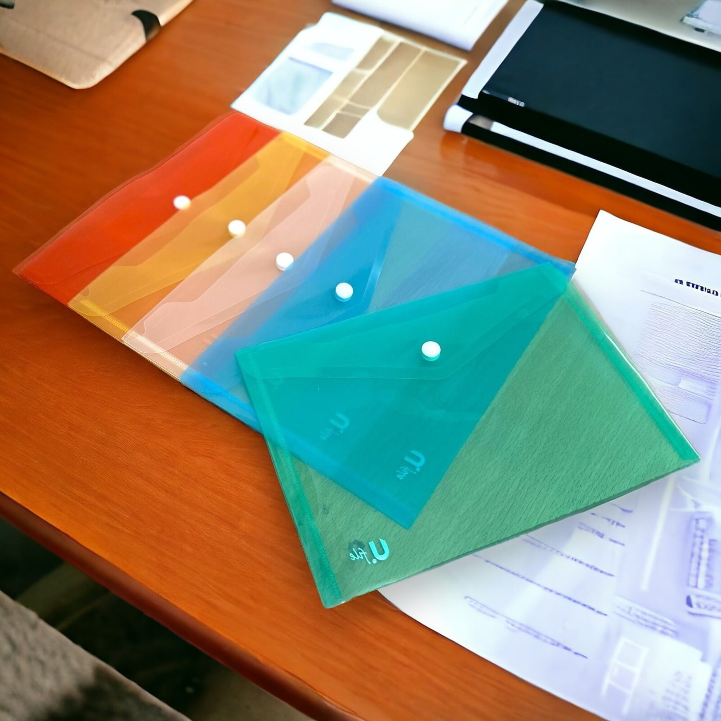 A5 Plastic Wallets Document Wallet Files Folders Filing School Office Home 5pk