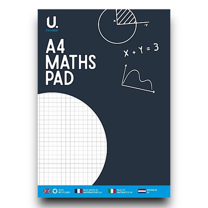 a4 maths pad 70 sheets 70gsm squared graph paper glue bound
