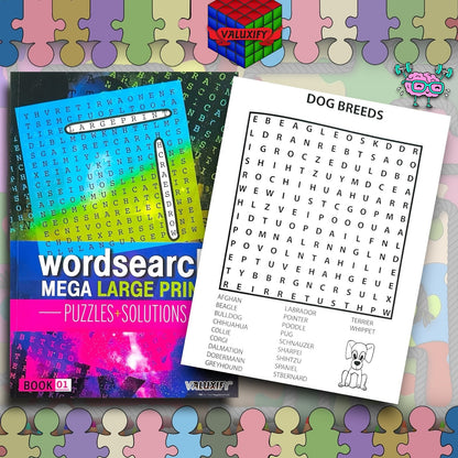 2 A4 Quiz Puzzle Mega Large Print Word Search Books Wordsearch Puzzle Book Adult