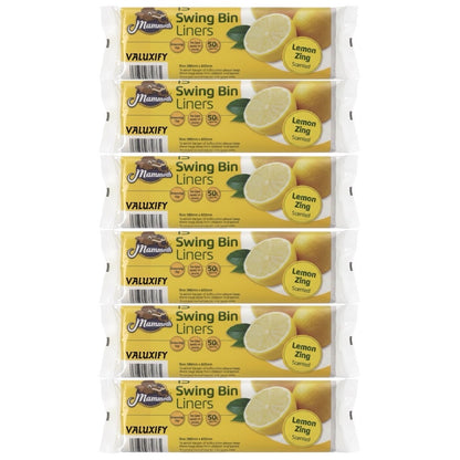 Mammoth Lemon Bin Liners Drawstring 15L Small Kitchen Rubbish Bags Scented