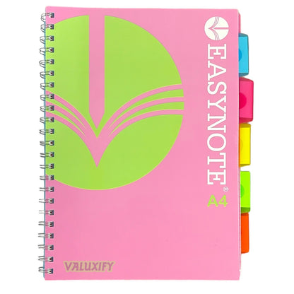 A4 Project Book Spiral Bound Notebook Pad with Subject Dividers 200 Pages UK
