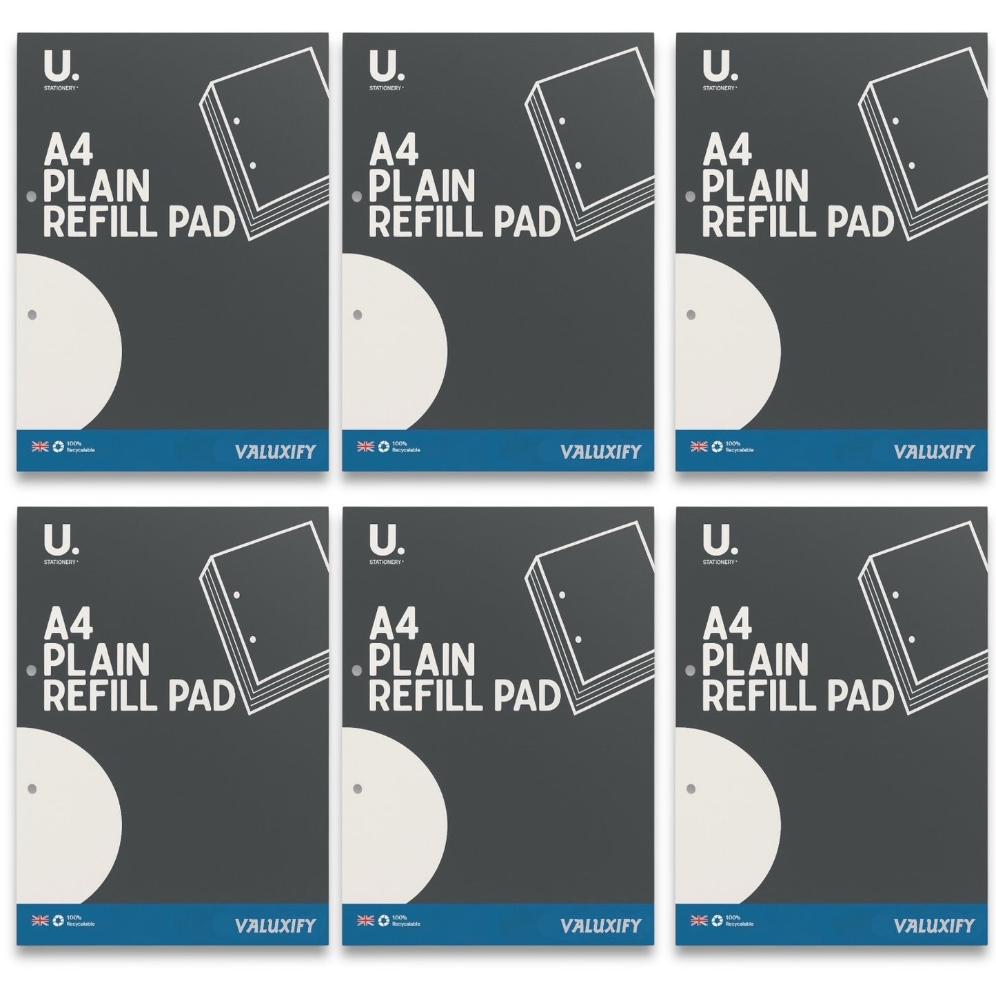 A4 Plain Notebook Refill Pad 100 Pages School Office Sketch Pad Pack 1 2 3 6