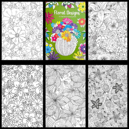 Adult Anti Stress Colouring Book Flowers Patterns Zen Doodle Mindfulness Floral