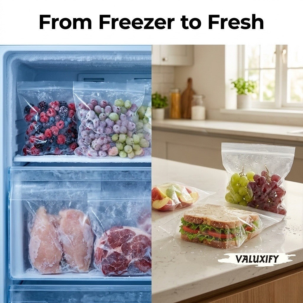Resealable Food Bags Clear Reusable Storage Bags Freezer Sandwich Bags Strong
