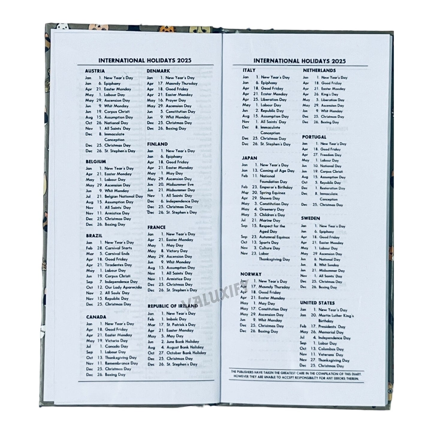2025 Diary Slim Size Week to View 2025 Diaries Full Year Organiser Planner