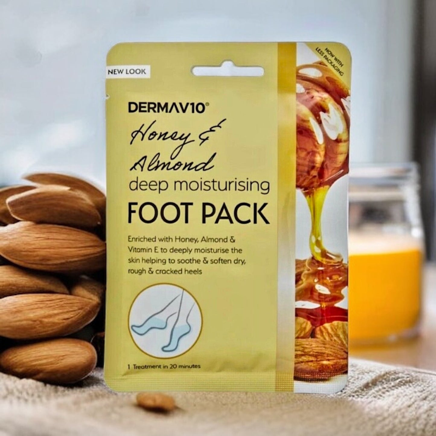 Honey & Almond Derma Foot Mask Socks Moisturising for Dry Rough Crocked Heels