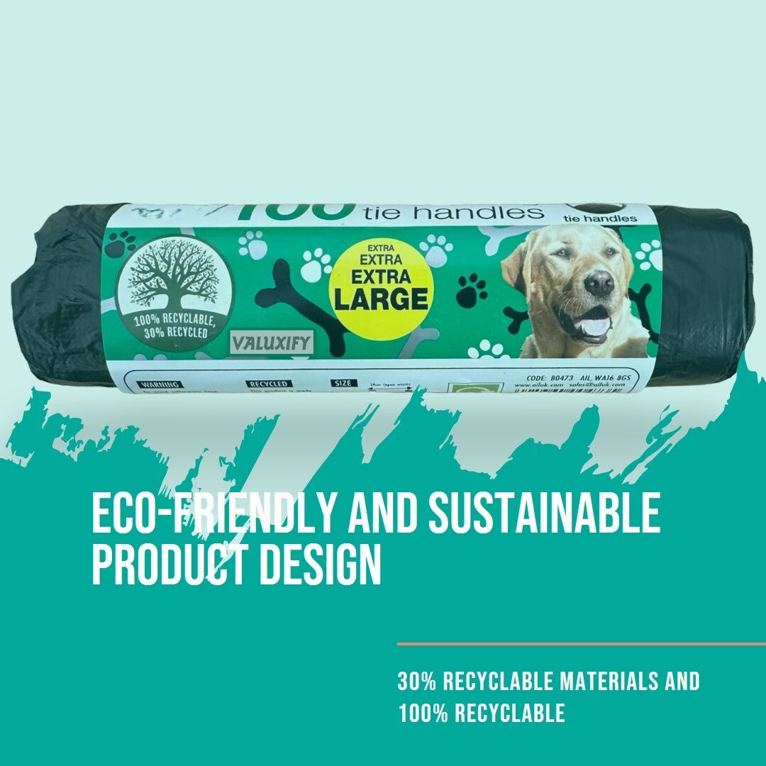 200 Large Tie Handle Doggy Bags - Extra Value Waste Bags for Dogs  Poop Poo