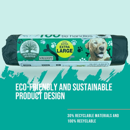 200 Large Tie Handle Doggy Bags - Extra Value Waste Bags for Dogs  Poop Poo