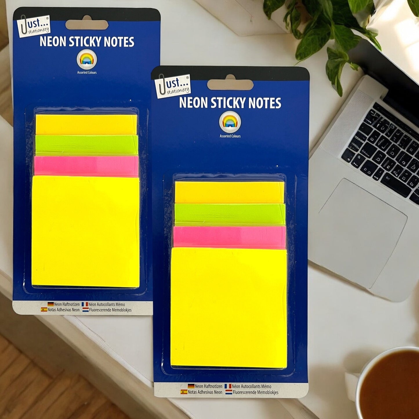 2 Sticky Notes Self Adhesive Small Removable 4 Neon Color Office Paper Memo Pads