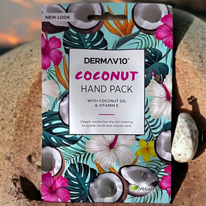 Derma V10 Coconut Moisturising Hand Mask with Vitamin E Oil – Pack of 2 Nourish