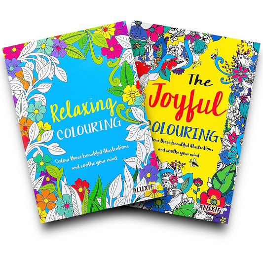2 Adult Colouring Books Joyful Relaxing Anti Stress Colour Therapy Mind Relax A4