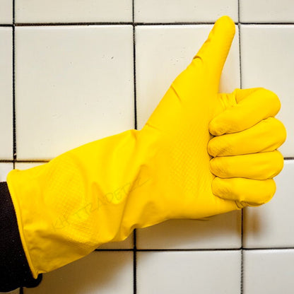 Rubber Gloves Medium Household Long Sleeve Washing Up Kitchen Cleaning 2 Pairs