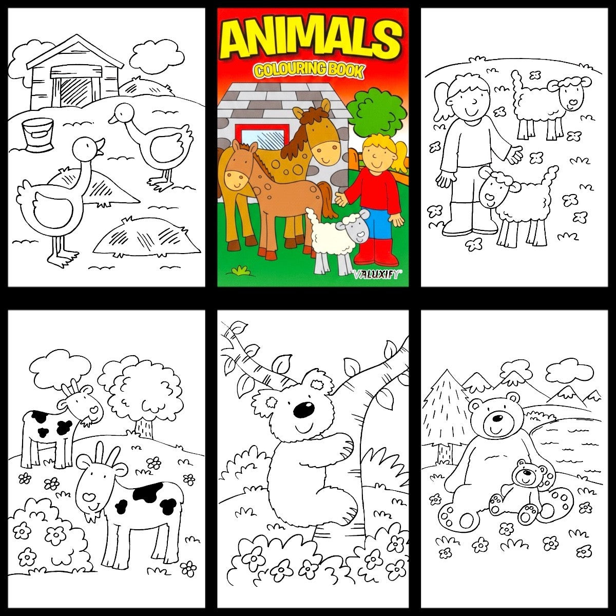 Kids Colouring Book Animals A4 | 32 Pages | White Paper | Fun Creative Colouring