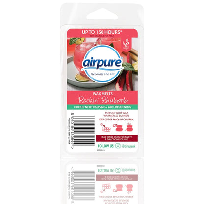 AIRPURE  ROCKIN RHUBAR BWAX MELTS  SCENTED CANDLE BURNER REFILL HOME 150 HOURS