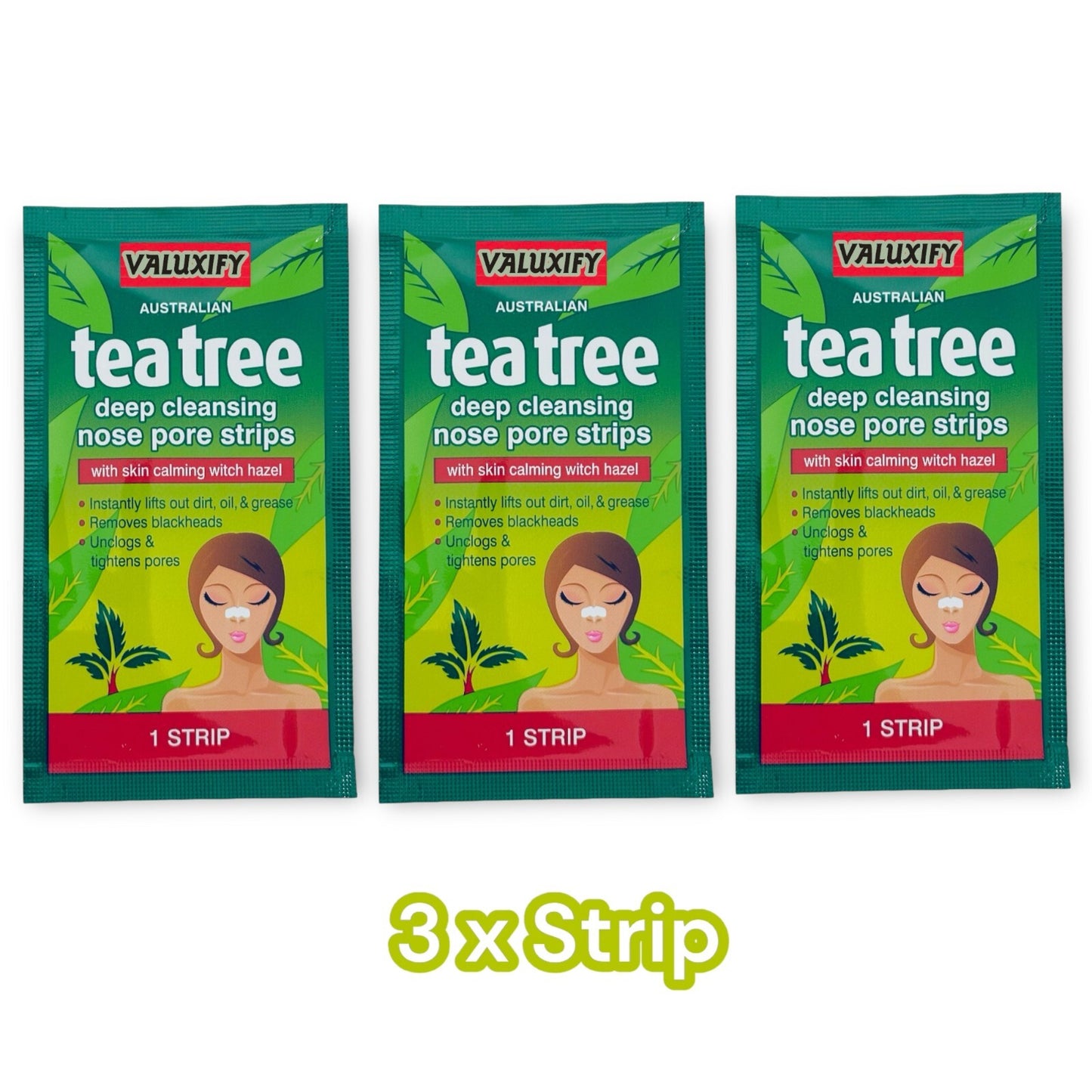 Nose Pore Strips Blackhead Removal Tea Tree Charcoal Deep Cleansing Unclog Pores