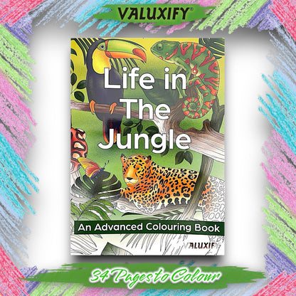 Adult Advance Jungle Colouring Book Colour Therapy Anti Stress 18 Pencils
