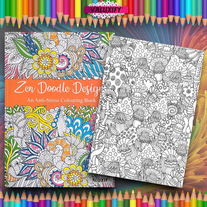 ADULT  COLOURING BOOK ANTI-STRESS Zen FUN  Colour Therapy ALL AGES MIND CALMING
