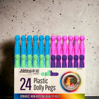Strong Dolly Pegs | Durable Plastic Laundry Washing Clothes Line Coloured 96 Peg