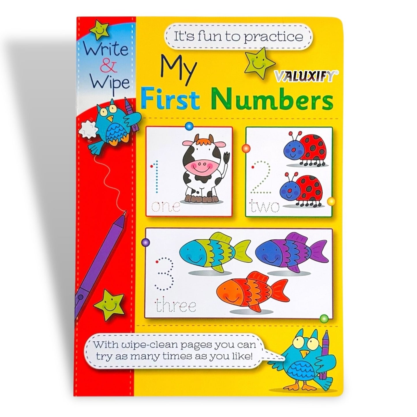 Kids Learning Books ABC Numbers Writing Reading Wipe Clean Pages Fast Shipping