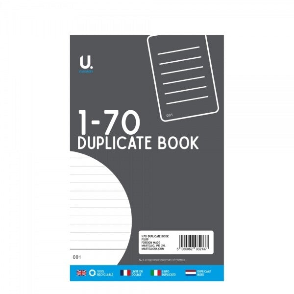 Duplicate Book 1-70  Invoice Pad Numbered Page Copy Receipt Office Single Book