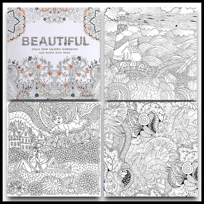 Adult Anti Stress Colouring Book Happy Love Mindfulness Tranquil Relaxing Colour