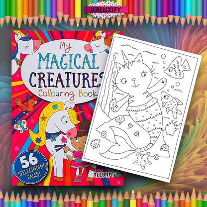 A4 | Children's Colouring Book | Magical Creatures  Girls Kids Unicorn Activity