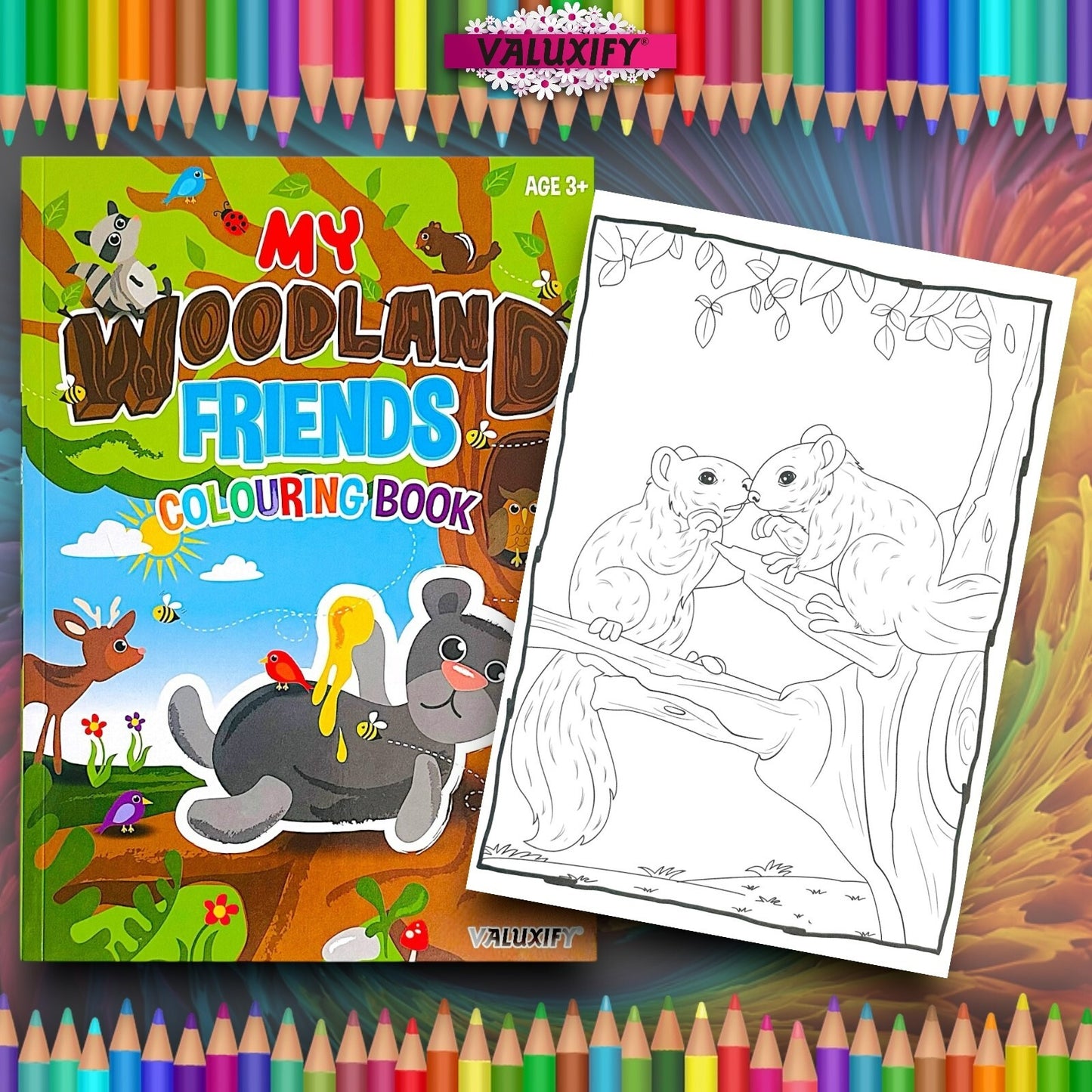 2 | CHILDREN COLOURING ACTIVITY BOOKS | MY WOODLAND FRIENDS | FOR GIRLS BOYS A4