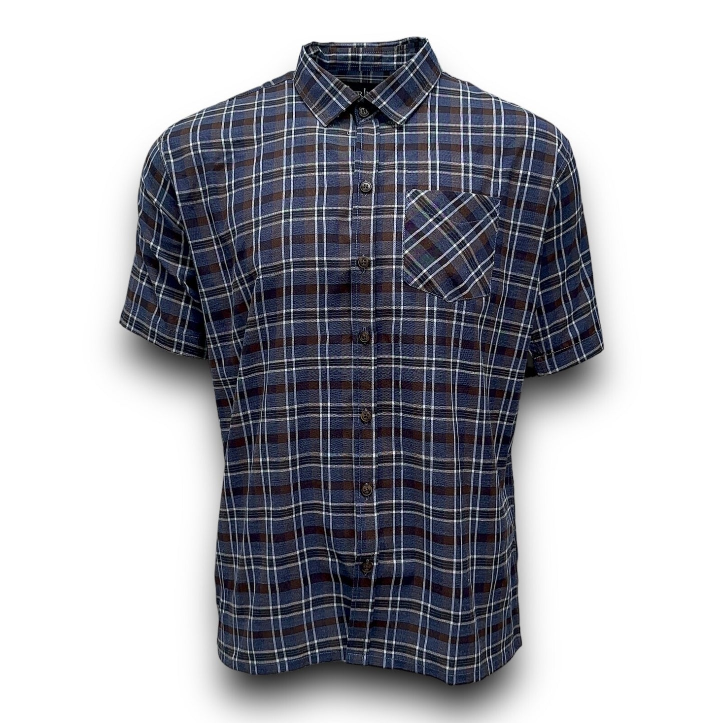Men's Shirt Purple Check Short Sleeve Workwear Casual Outdoor Party Shirt XLarge