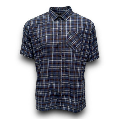 Men's Shirt Purple Check Short Sleeve Workwear Casual Outdoor Party Shirt XLarge
